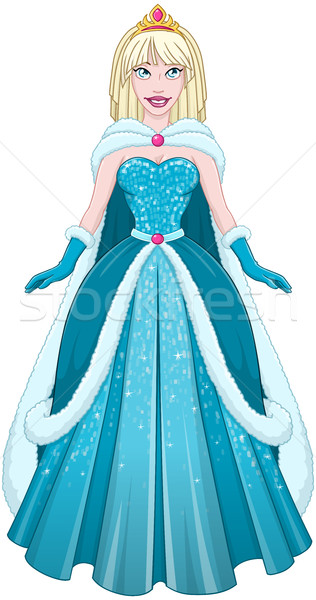 Sneeuw prinses Blauw jurk mantel koningin Stockfoto © LironPeer