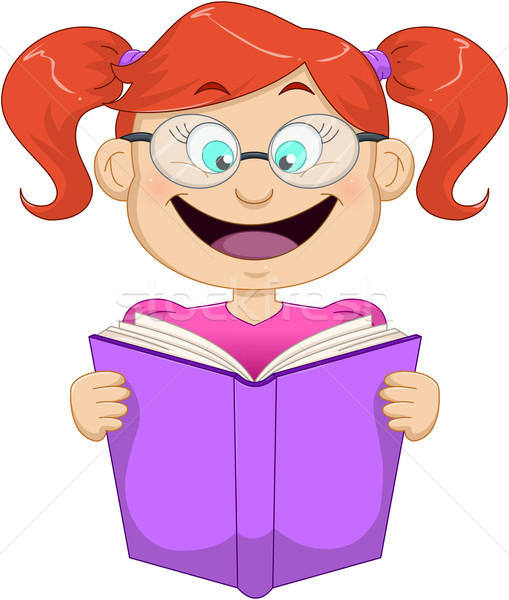 Girl With Glasses Reading From Book Stock photo © LironPeer