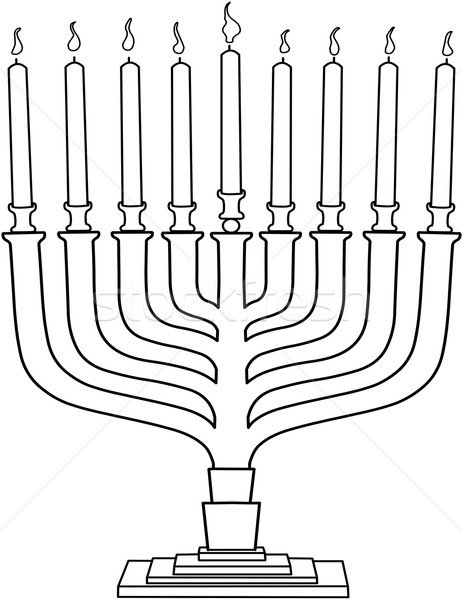 Hanukkah Lamp Hanukkiah Coloring Page Stock photo © LironPeer