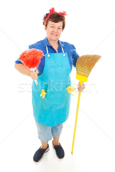 Kész tevékenység barátságos házvezetőnő munka tart Stock fotó © lisafx