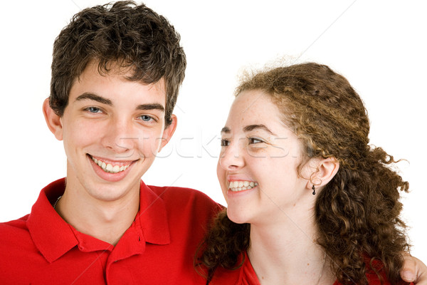 Teen cuplu glumind in jurul drăguţ Imagine de stoc © lisafx