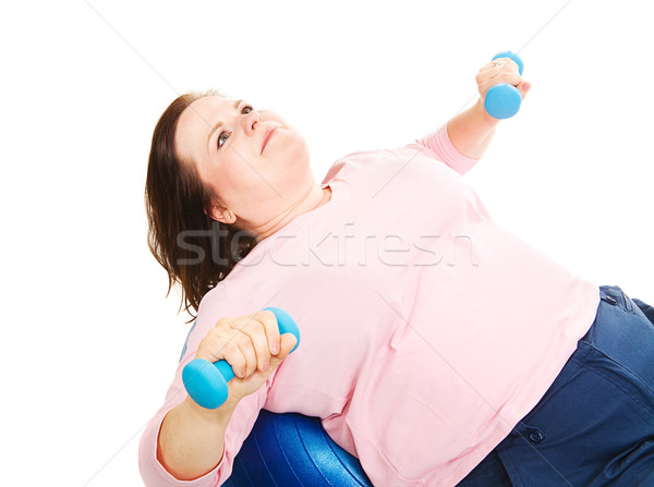 Foto stock: Mujer · pilates · bastante · sobrepeso · forma