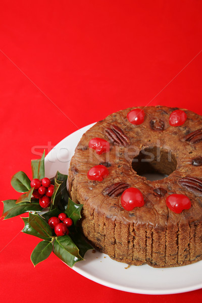 Karácsony torta piros finom gyümölcstorta copy space Stock fotó © lisafx