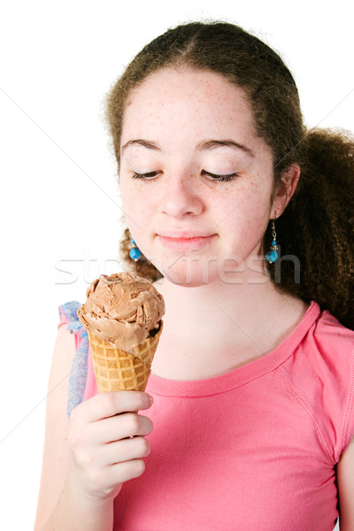 [[stock_photo]]: Joli · Teen · cornet · de · crème · glacée · hispanique · adolescente