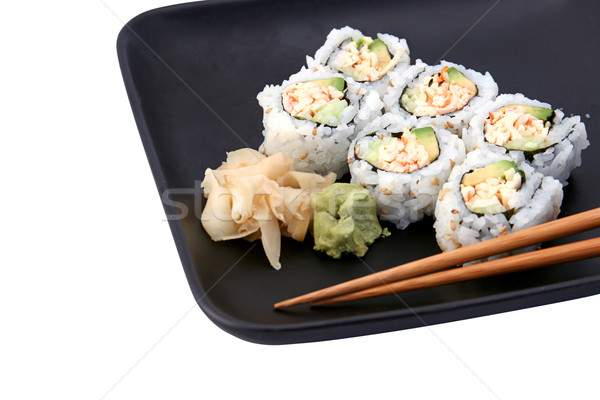 Foto stock: Sushi · rolar · almoço · Califórnia · preto · prato