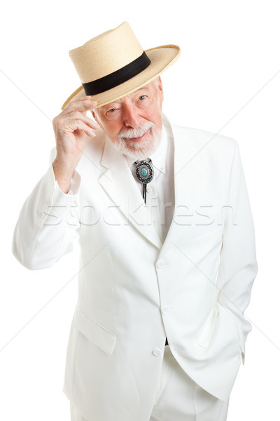 Senior domn sfaturi pălărie frumos Imagine de stoc © lisafx