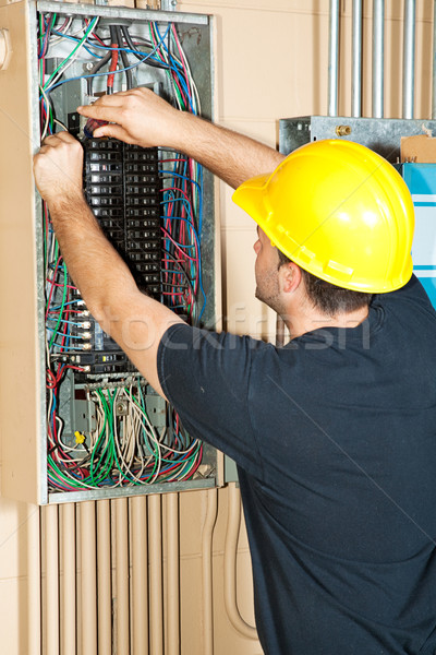 Electrician Working on Electrical Panel Stock photo © lisafx