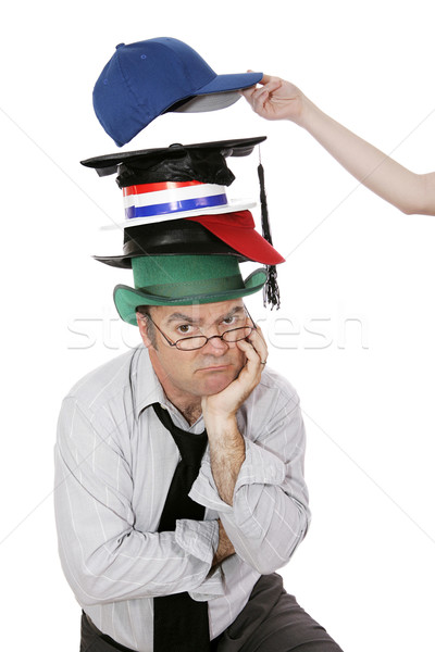 Een meer werknemer veel hoeden Stockfoto © lisafx