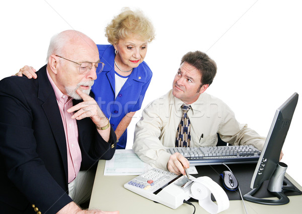 Idősek könyvelő idős pár pénzügyi tanács fehér üzlet Stock fotó © lisafx