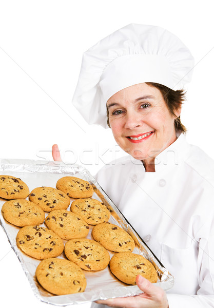 Brutar cookie-uri tava proaspăt ciocolata fierbinte Imagine de stoc © lisafx