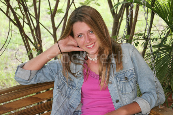 Shy Girl On Swing Stock photo © lisafx