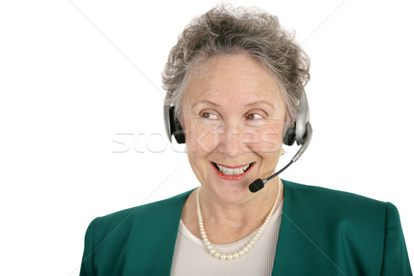 Senior telefoon exploitant mooie vrouw vrijwilligerswerk Stockfoto © lisafx