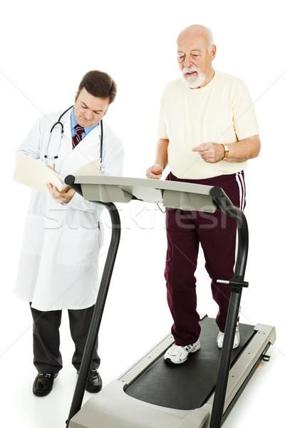 Senior om exercita banda de alergare medic Imagine de stoc © lisafx