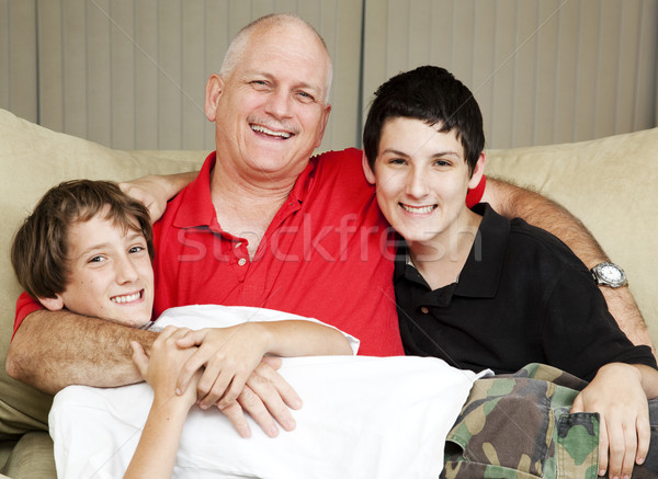 Сток-фото: мужчин · дома · Семейный · портрет · любящий · отец · два