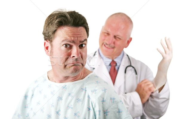 Nervös medizinischen Patienten Arzt isoliert weiß Stock foto © lisafx