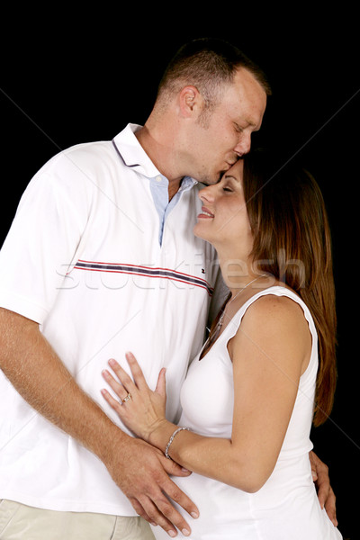 Care asteapta cuplu sărut copil sărutat Imagine de stoc © lisafx