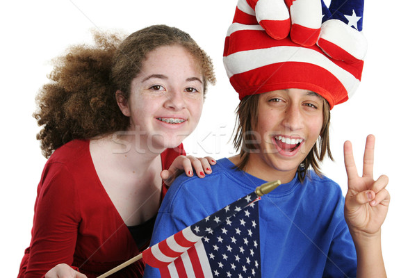 [[stock_photo]]: Patriotique · enfants · Teen · garçon · fille