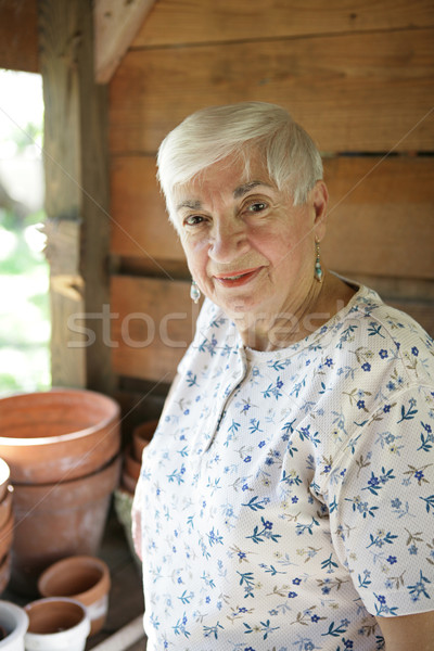 Kertész édes idős hölgy kertészkedés munka Stock fotó © lisafx