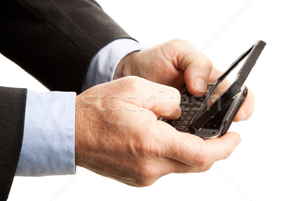 Männlich Hände Smartphone Text Stock foto © lisafx