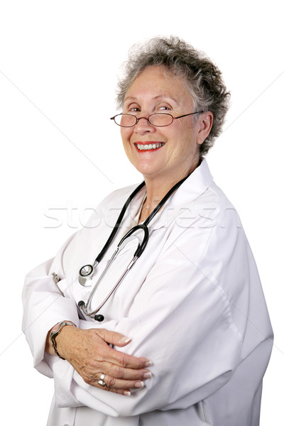 érett női orvos izolált fehér orvosi Stock fotó © lisafx
