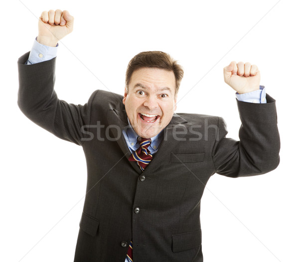 üzletember éljenez öröm izgatott karok izolált Stock fotó © lisafx