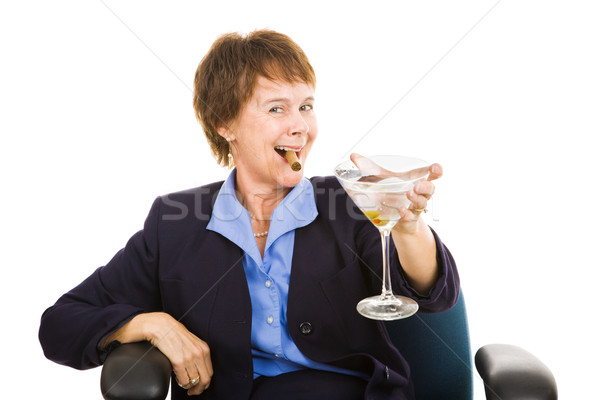 üzletasszony iszik érett ünnepel martini szivar Stock fotó © lisafx