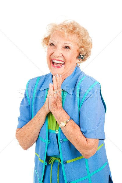 Celular senior mulher animado senhora mãos Foto stock © lisafx