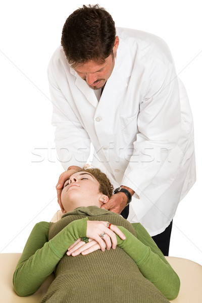 Leczenie odizolowany kręgarz młodych kobiet pacjenta Zdjęcia stock © lisafx