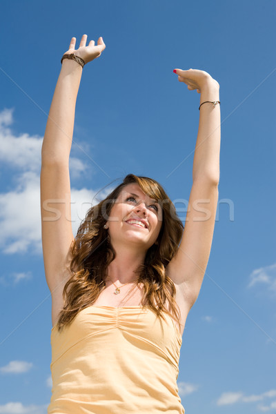 Menina adolescente adorar belo brasão louvor vertical Foto stock © lisafx