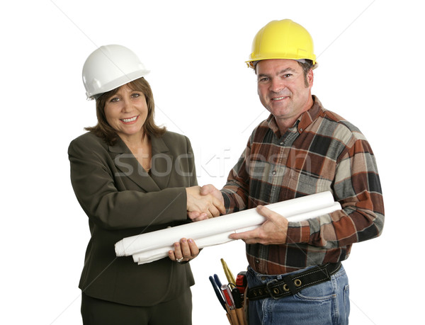 Stock photo: Female Engineer & Contractor Handshake