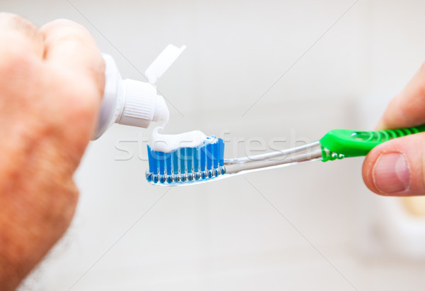 Dentifrice dents brosse main santé vert [[stock_photo]] © lisafx