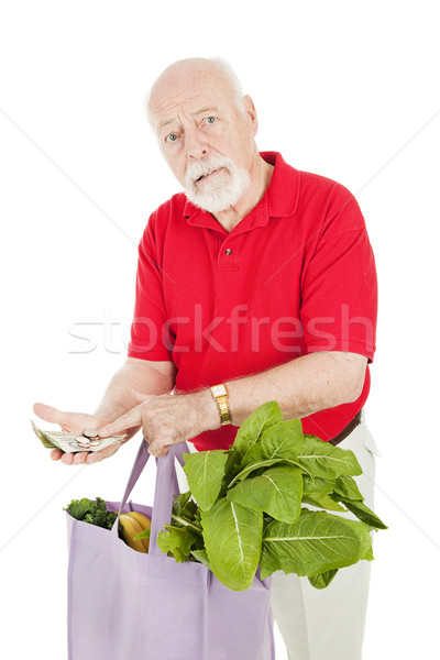 Stock foto: Groß · kosten · Essen · Senior · Mann · Lebensmittelgeschäft