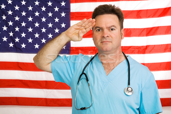Сток-фото: врач · флаг · стетоскоп · американский · флаг · не