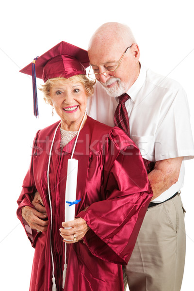 Husband Congratulates College Graduate Wife Stock photo © lisafx