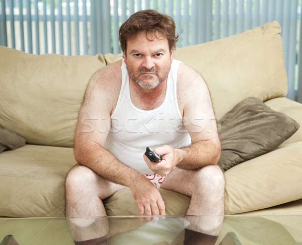 Couch Kartoffel beobachten Arbeitslose Mann Stock foto © lisafx
