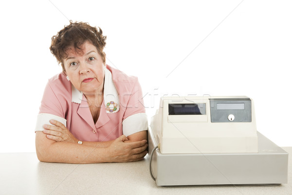 Foto stock: Cajero · nada · aburrido · no · clientes · aislado