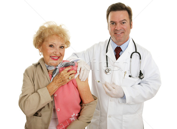 Influenza oltás idős nő vakcina barátságos Stock fotó © lisafx