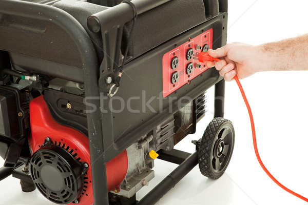 Plug poder mano cable emergencia generador Foto stock © lisafx
