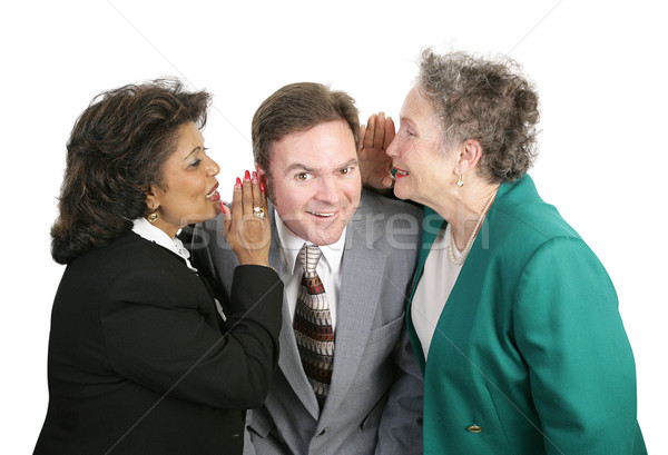 Kantoor geruchten twee vrouwen praatjes mannelijke Stockfoto © lisafx