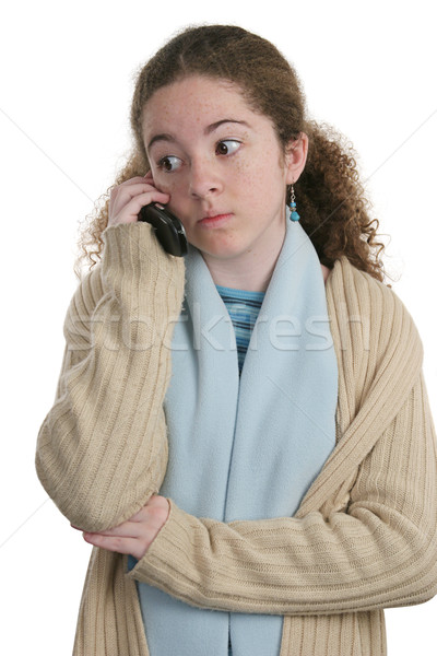 Teen komórka niespodzianką teen girl mówić telefonu Zdjęcia stock © lisafx