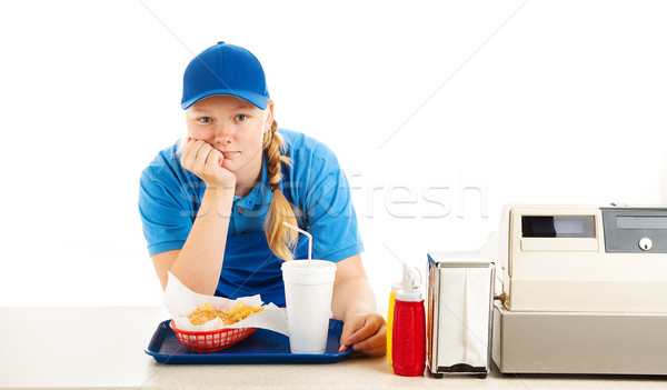 Vervelen teen fast food werknemer fastfood restaurant Stockfoto © lisafx