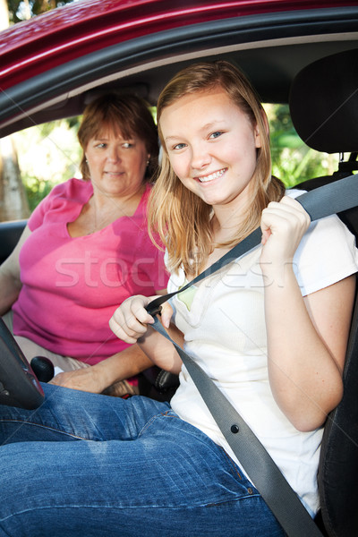 Teenage Driver Fastens Seatbelt Stock photo © lisafx