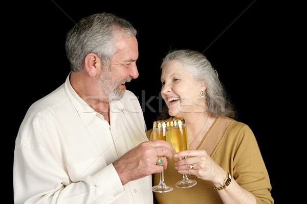 şampanya kahkaha iyi görünümlü olgun çift gülme Stok fotoğraf © lisafx