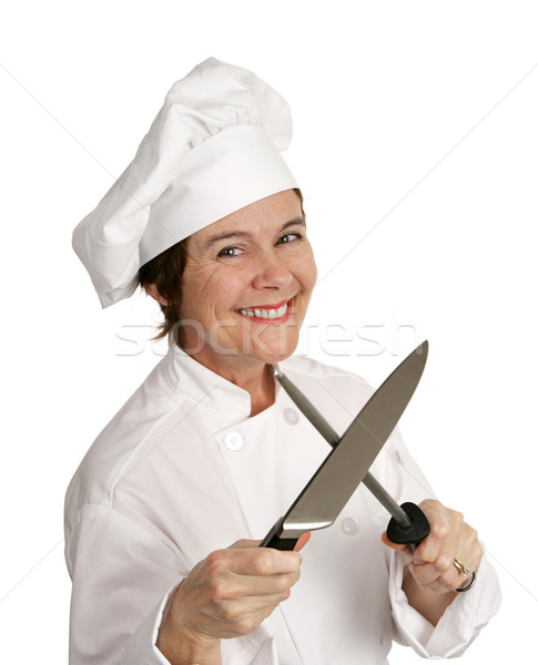 Happy Chef Sharpening Knife Stock photo © lisafx