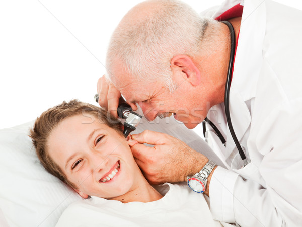 Sınav küçük erkek gülme doktor Stok fotoğraf © lisafx