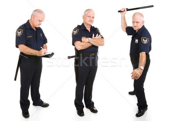 Politieagent drie knap geïsoleerd Stockfoto © lisafx