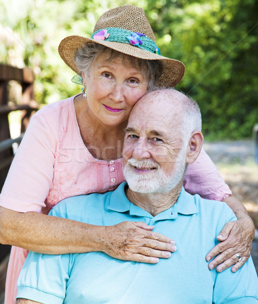 [[stock_photo]]: Couple · de · personnes · âgées · amour · extérieur · portrait · belle · femme