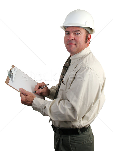 [[stock_photo]]: Ingénieur · prendre · des · notes · construction · Emploi · homme · travaux