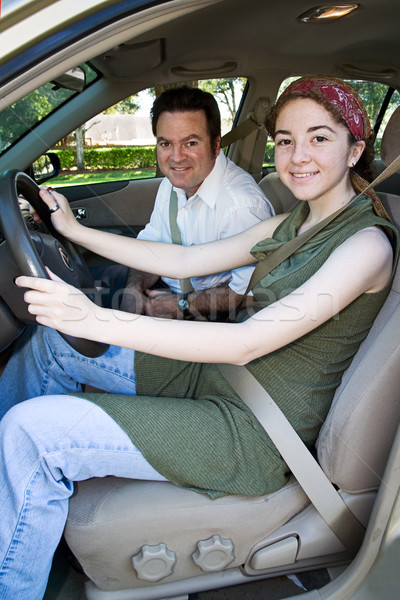 Teen driver pronto strada teen girl istruttore Foto d'archivio © lisafx