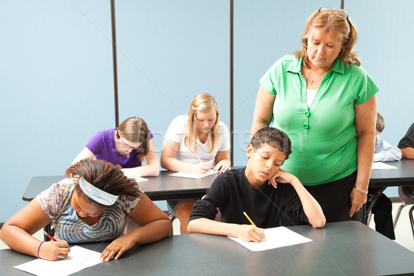 Stock foto: Lehrer · Test · Studenten · Aufnahme · Leistung · Mädchen